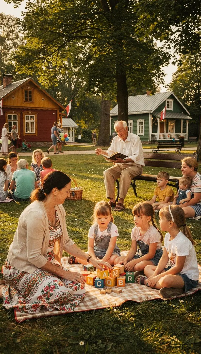 Bērni mācās par dabu, piedaloties izglītojošā ekskursijā.